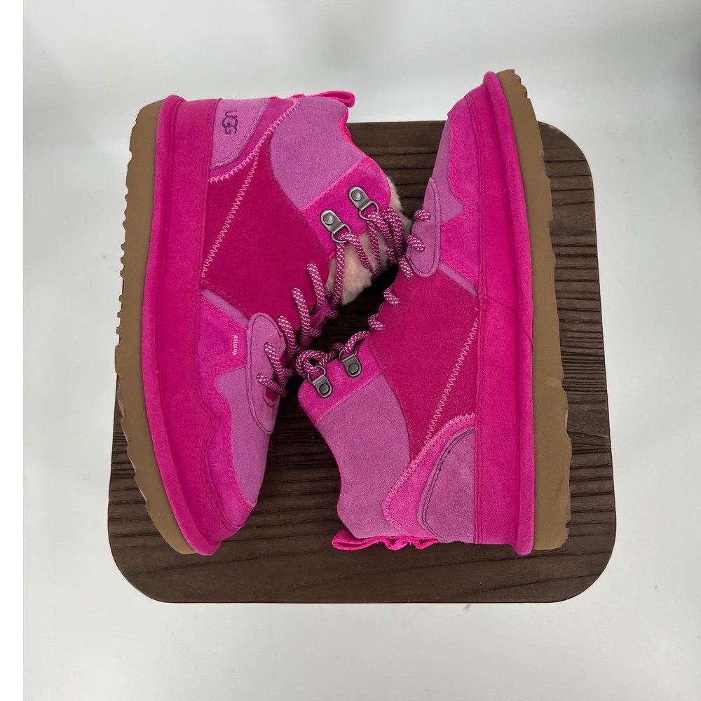 UGG Lakesider Heritage Mid Pink Suede Lace Up Boots 1134550K Kids 6 Womens 7.5